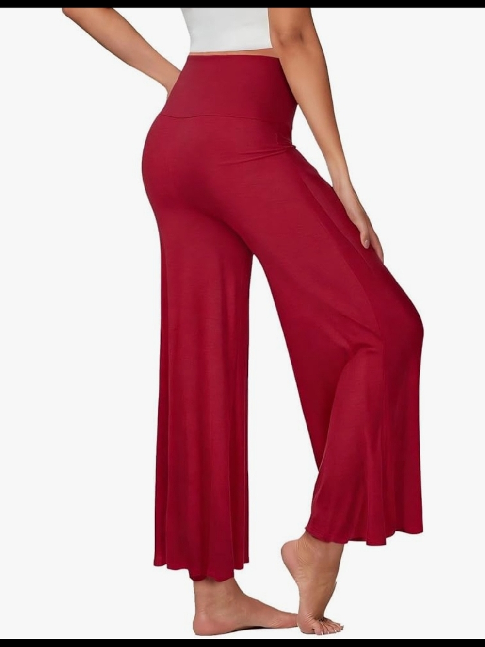Source Unknown Wide-Leg High-Waist Pants - Deep Red